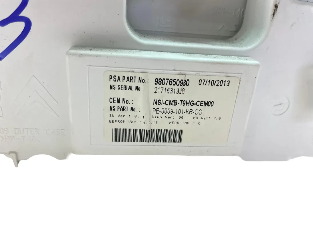 PEUGEOT 308 T9 (2013-2021) Nopeusmittari 9807650980 35091740