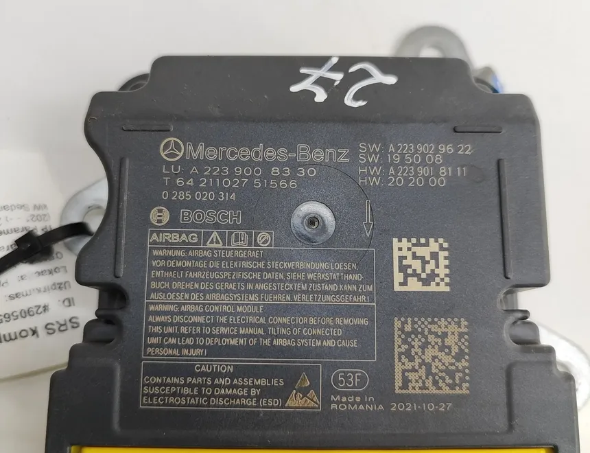 MERCEDES-BENZ EQS 1 generation (2021-2023) SRS-ohjausyksikkö A2239029622,A2239018111,0285020314,A2239008330 29056513