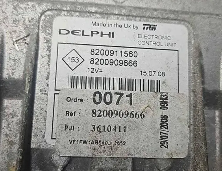 RENAULT Kangoo 2 generation (2007-2021) Moottorin ohjausyksikkö ECU 8200909666,8200911560 34700955